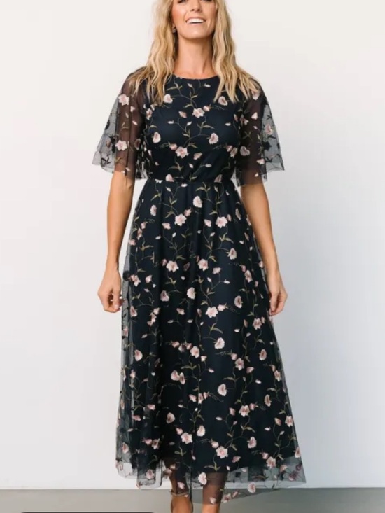 Baltic Born Dresses & Skirts - Baltic Born Arabella Embroidered Tulle Maxi Dress floral pink/navy size XL NWT